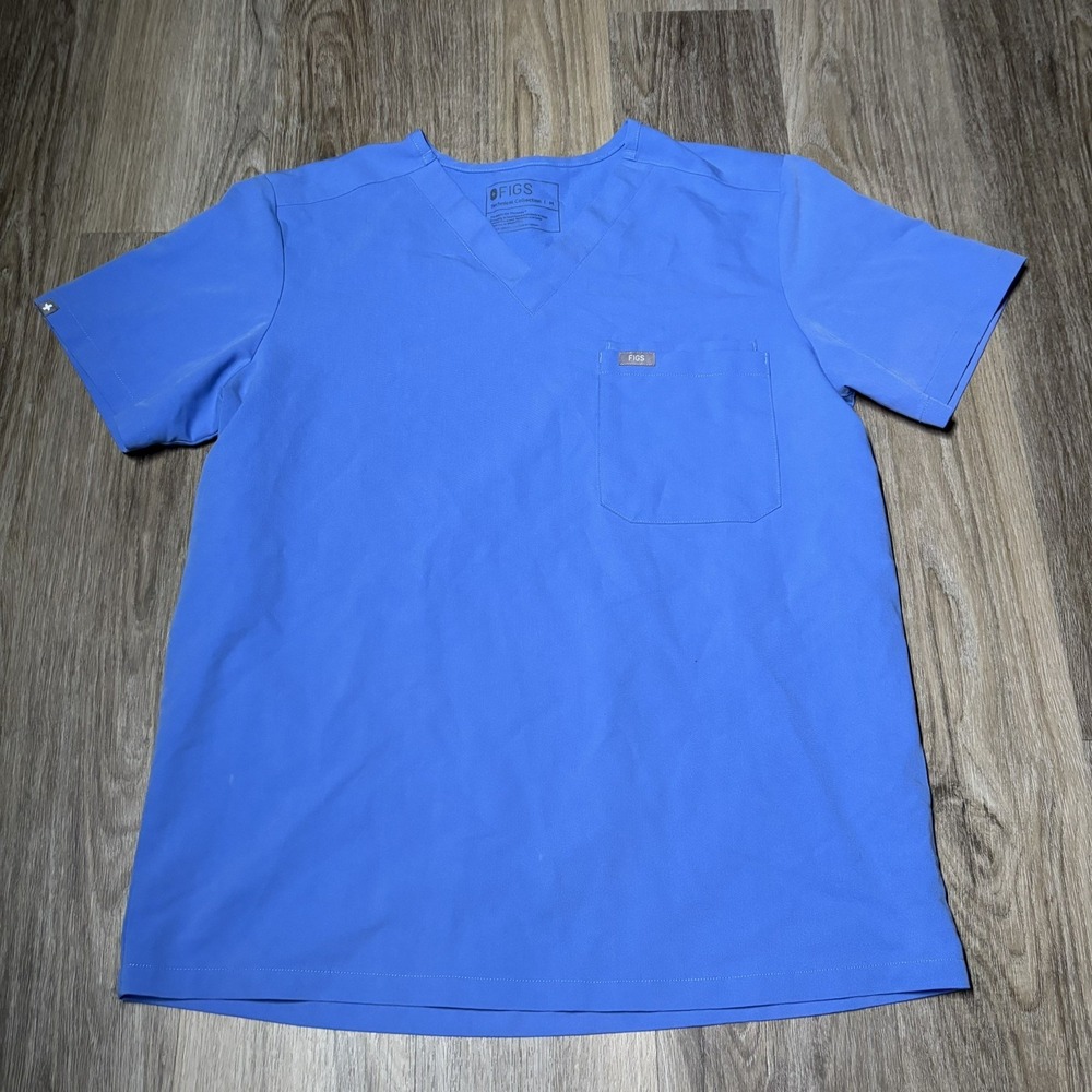 Figs Men's V-Neck Scrub Top in Royal Blue